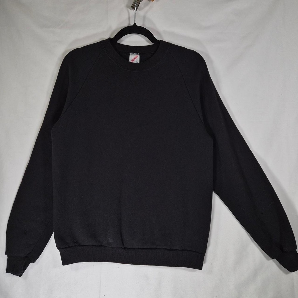 Vintage Jerzees Made‎ in USA Black Blank Crewneck Sweatshirt Adult Large 90s